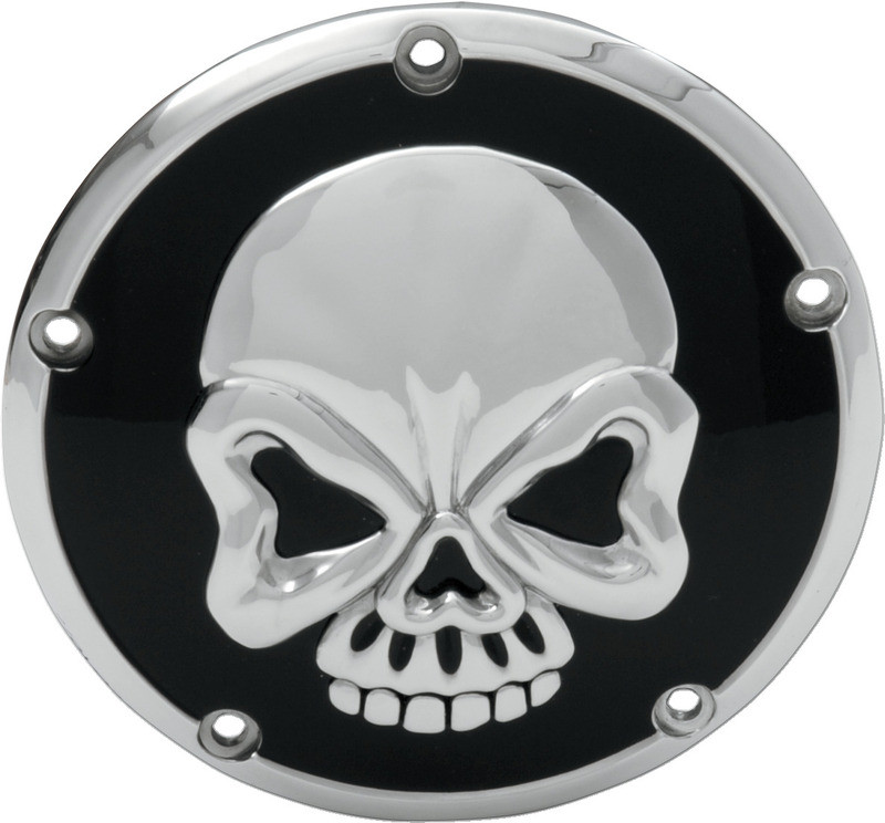 Drag Specialties Derby Cover - Chrome/Black - Skull  -  1107-0327