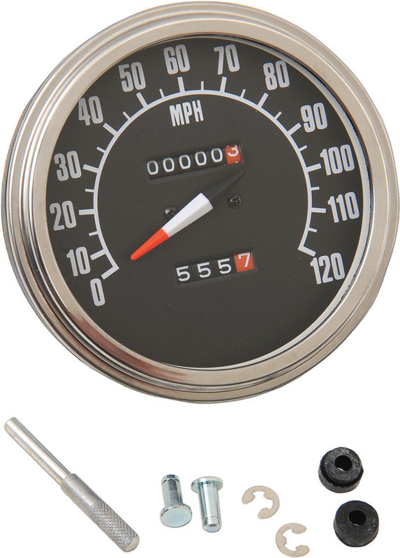 Drag Specialties 5" MPH FL-Style 1:1 Speedometer -  '68-'84 Black Face  -  DS-243861