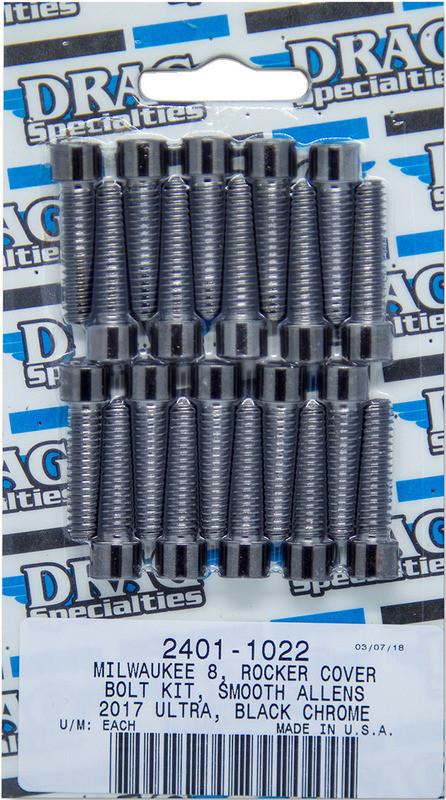 Drag Specialties Bolt Kit M8 Rocker Black/Chrome Smooth  -  2401-1022