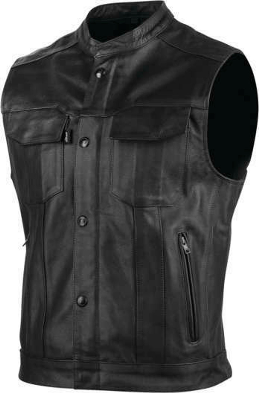 Speed and Strength Band of Brothers Black Mens Leather Vest - Speed Addicts