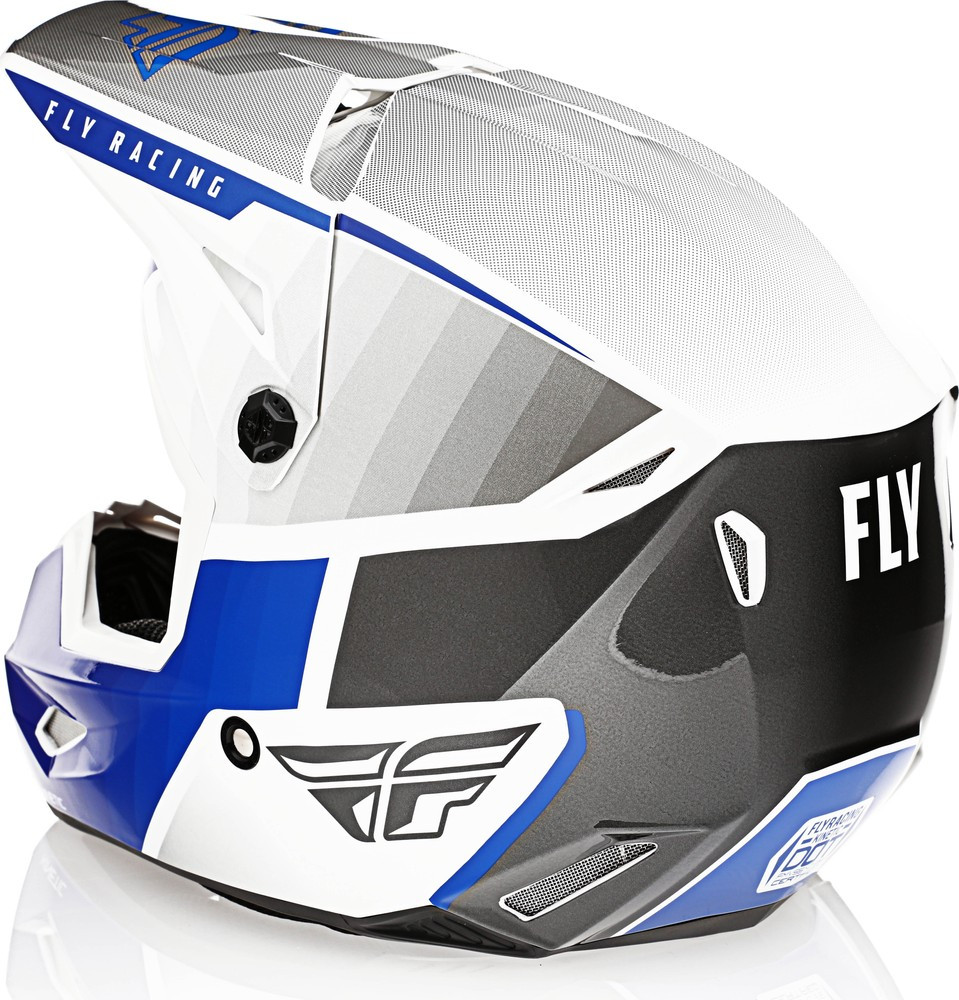 Fly Racing Kinetic Drift Blue Charcoal White Helmet
