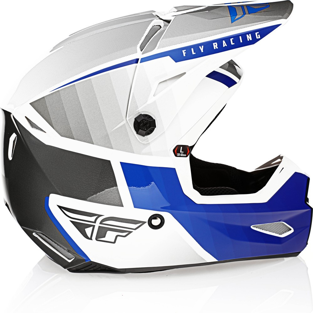 Fly Racing Kinetic Drift Blue Charcoal White Helmet