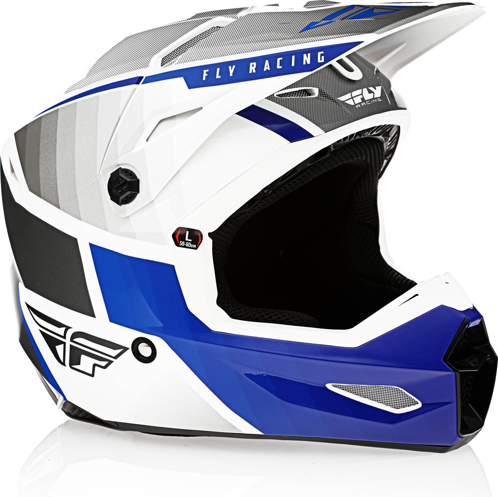 Fly Racing Kinetic Drift Blue Charcoal White Helmet