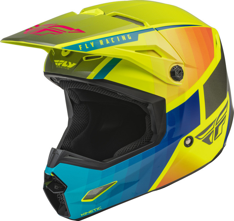 Fly Racing Kinetic Drift Blue Hi-Vis Charcoal Youth Helmet
