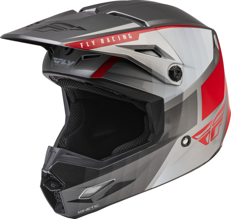 Fly Racing Kinetic Drift Charcoal Light Greyred Youth Helmet