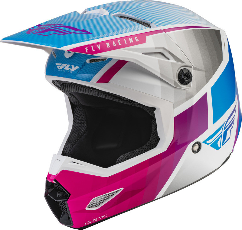 Fly Racing Kinetic Drift Pink White Blue Youth Helmet
