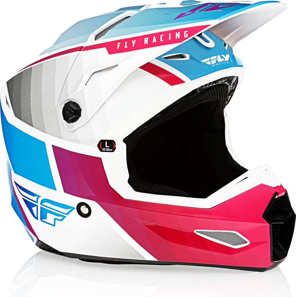 Fly Racing Kinetic Drift Pink White Blue Helmet