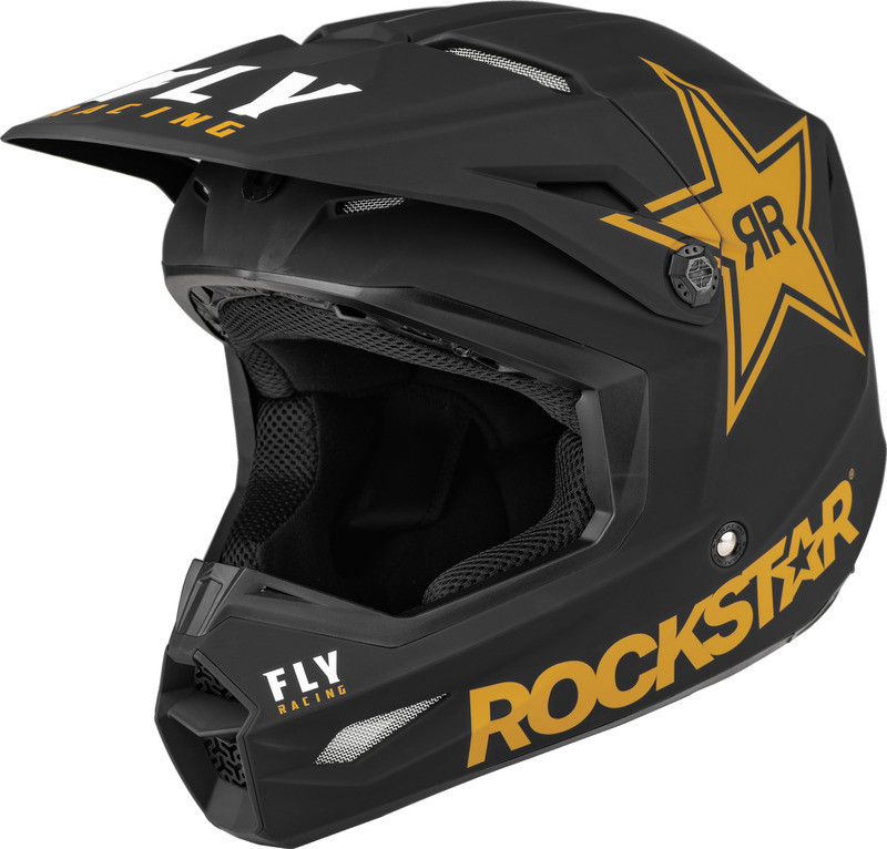 Fly Racing Kinetic Rockstar Matte Black Gold Helmet