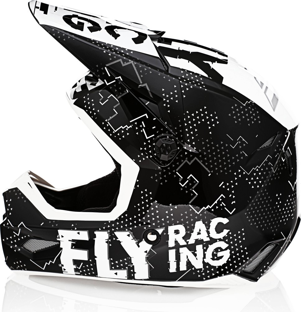 Fly Racing Kinetic Scan Black White Youth Helmet