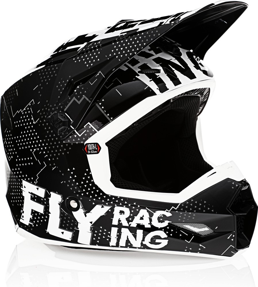 Fly Racing Kinetic Scan Black White Youth Helmet
