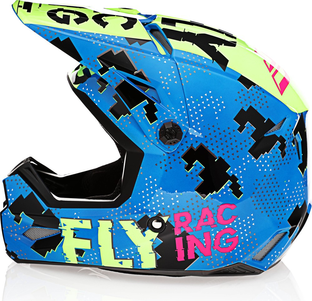 Fly Racing Kinetic Scan Blue Hi-Vis Pink Youth Helmet