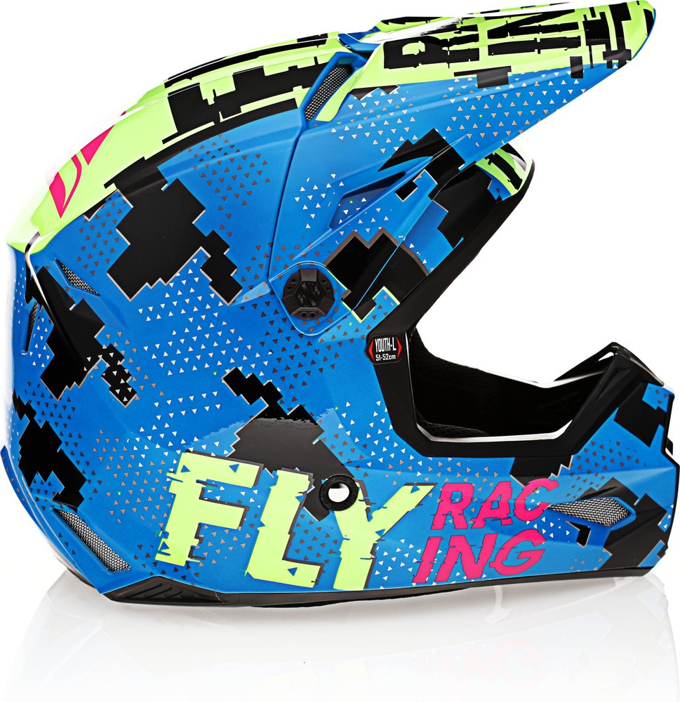 Fly Racing Kinetic Scan Blue Hi-Vis Pink Youth Helmet
