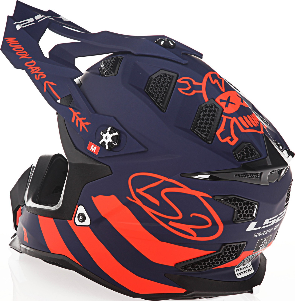 LS2 Subverter Evo Cargo Matte Blue Flourescent Orange Helmet