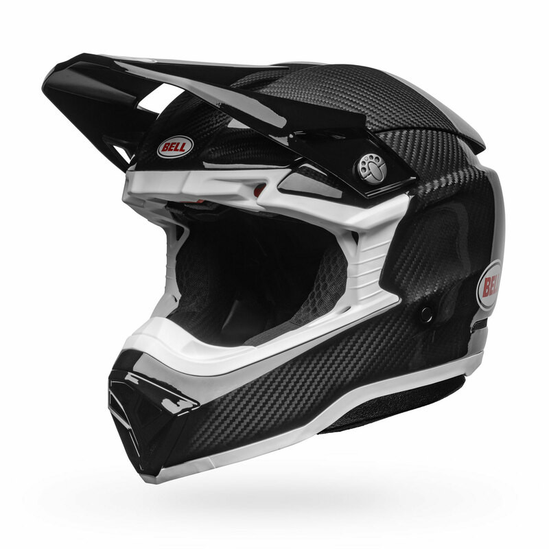 Bell Moto-10 Spherical Gloss Carbon Black White Helmet - Speed Addicts