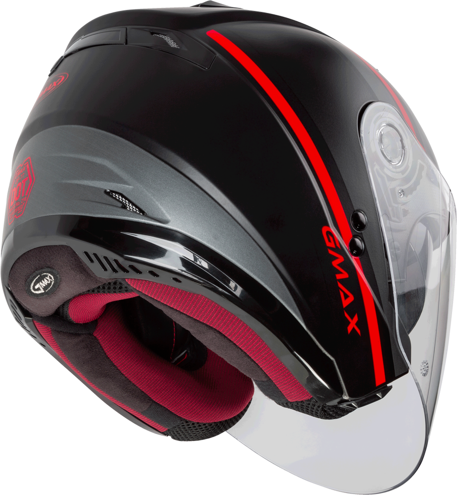 Gmax OF-77 Open-Face Reform Helmet Matte Black Red Silver