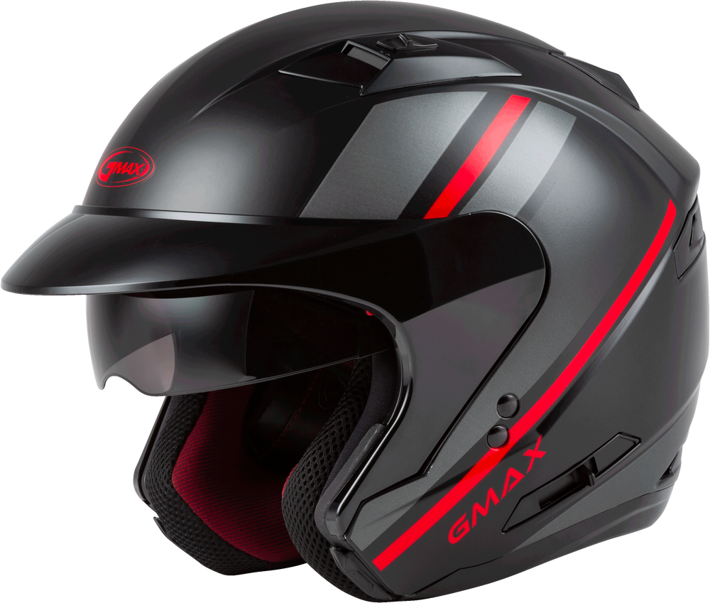 Gmax OF-77 Open-Face Reform Helmet Matte Black Red Silver