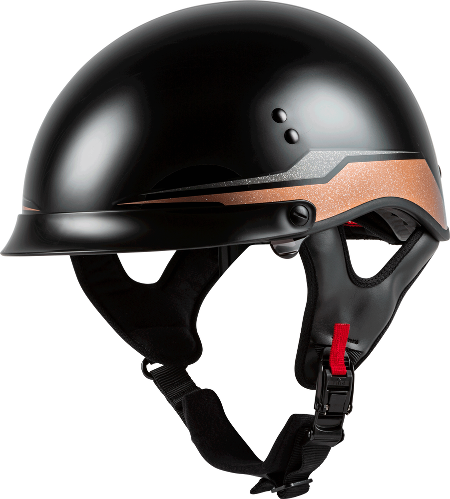 Gmax HH-65 Half Helmet Source Full Dressed Black Copper Size