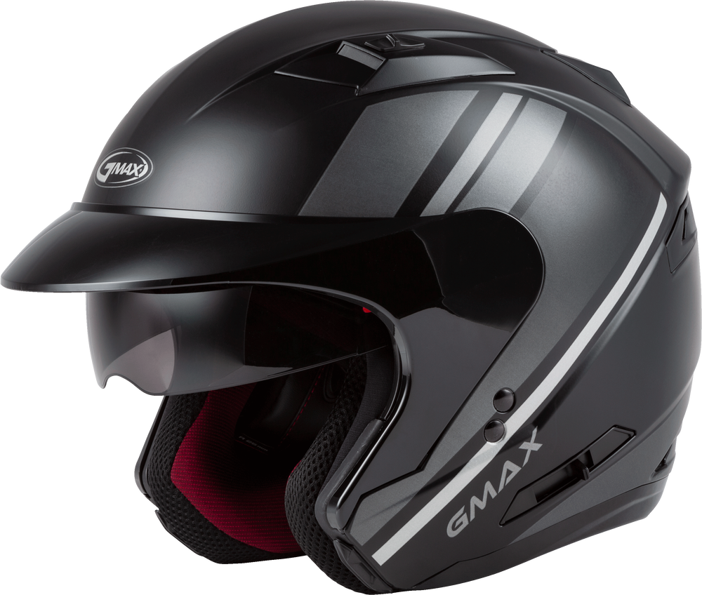 Gmax OF-77 Open-Face Reform Helmet Matte Black Silver