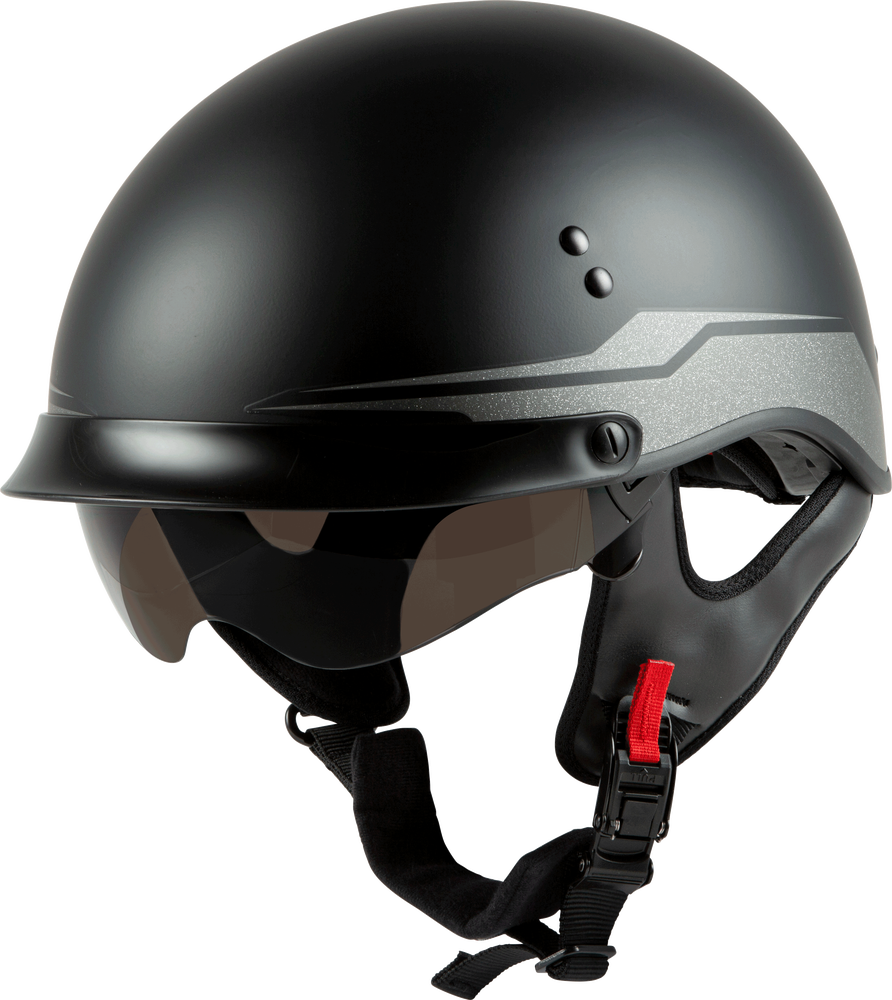 Gmax HH-65 Half Helmet Source Full Dressed Matte Black Silver