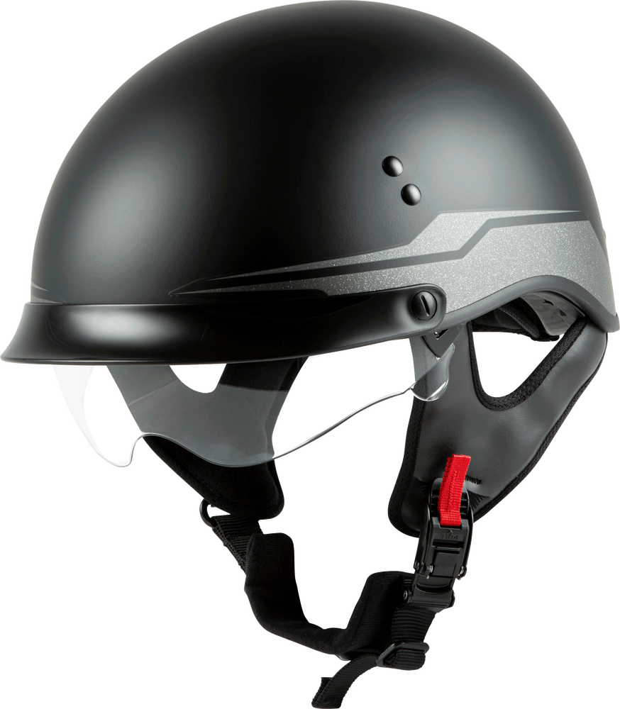 Gmax HH-65 Half Helmet Source Full Dressed Matte Black Silver
