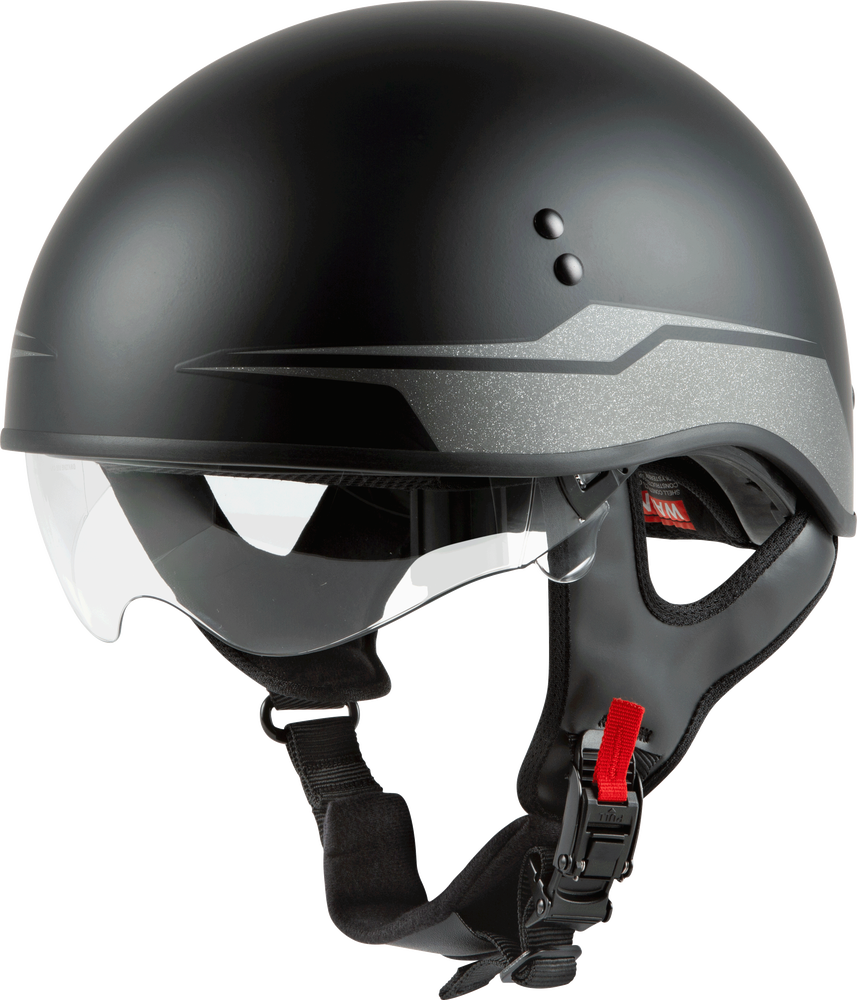 Gmax HH-65 Half Helmet Source Naked Matte Black Silver