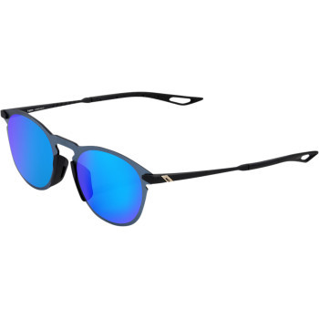 100% Legere Sunglasses Round Soft Tact Black size  Blue Mirror