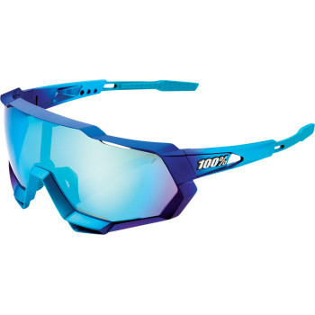 100% Speedtrap Sunglasses Metallic Blue size  Blue Mirror