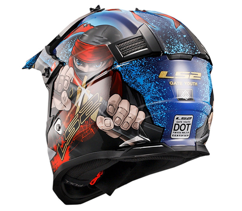 LS2 Gate Ninja Gloss Red Blue Youth Helmet