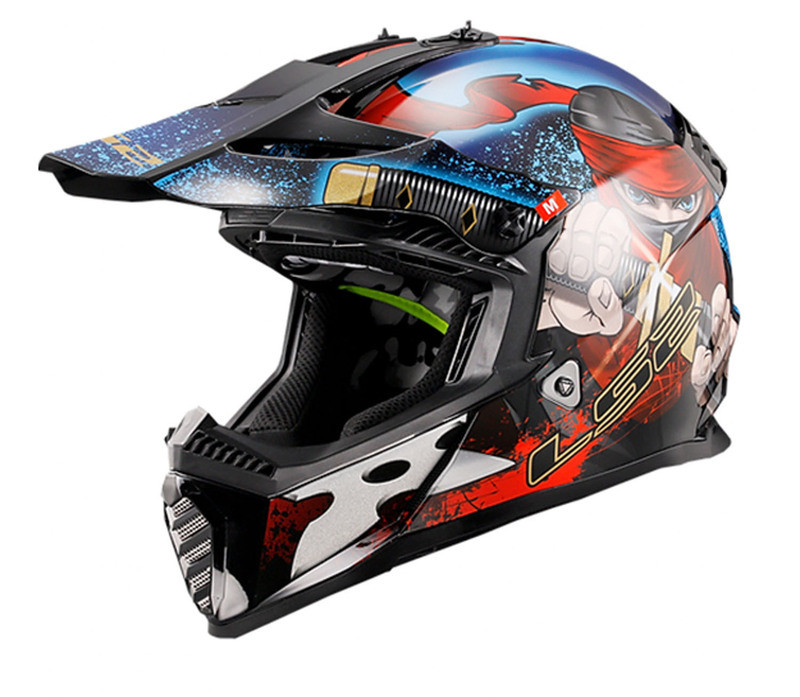 LS2 Gate Ninja Gloss Red Blue Youth Helmet