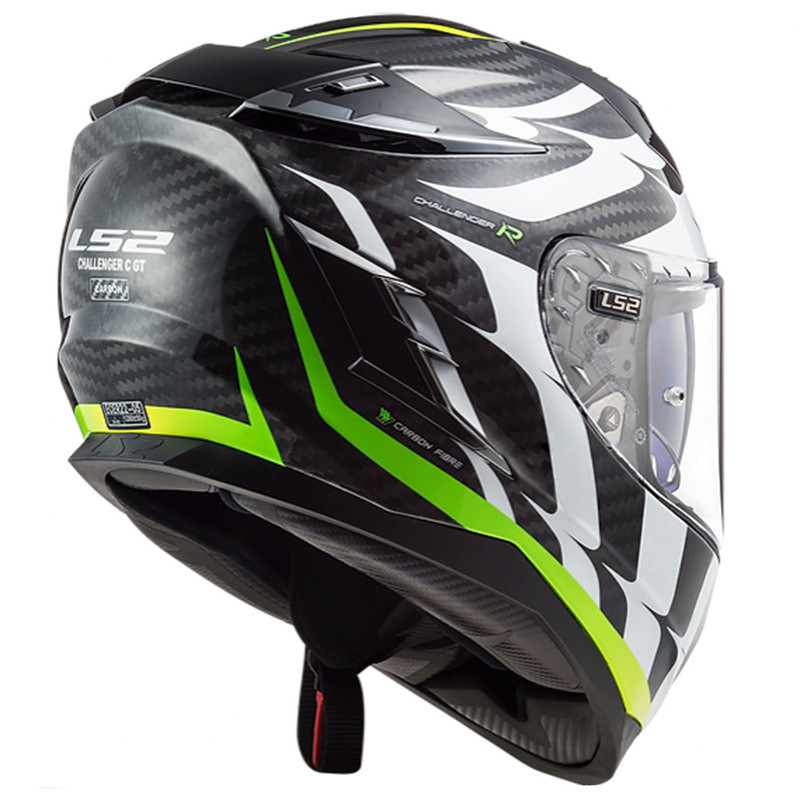 LS2 Challenger C Flames Gloss White Hi-Vis Yellow Helmet