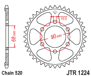 JT Sprockets Rear Sprocket Steel 36T-520 Hon - JTR1224.36