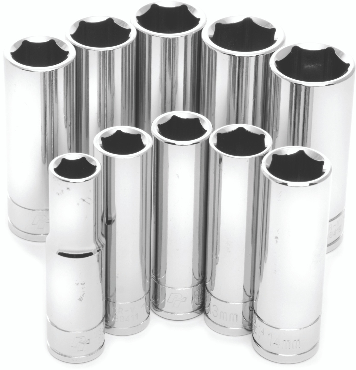 Performance Tool 10 Pc 3/8" Met Socket Set Deep - W38402