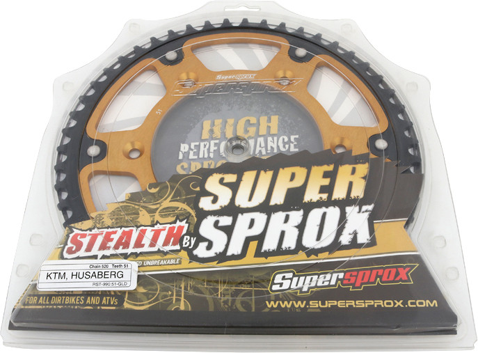 Supersprox Rear Stealth Sprocket Alu/Stl 51T-520 Gld Husq/Ktm - RST-990-51-GLD