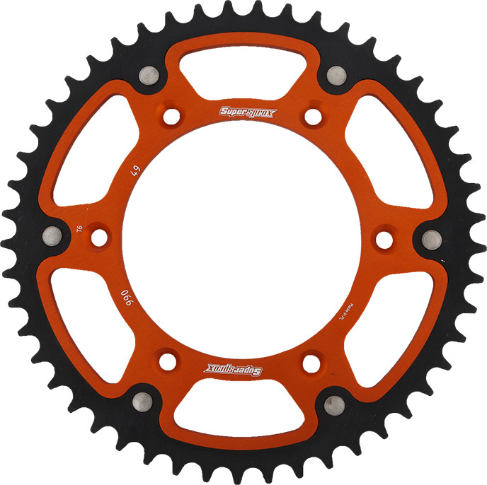 Supersprox Rear Stealth Sprocket Alu/Stl 49T-520 Org Husq/Ktm - RST-990-49-ORG