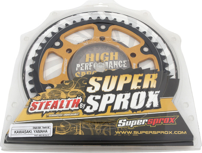 Supersprox Rear Stealth Sprocket Alu/Stl 46T-520 Gld Hon/Kaw/Yam - RST-486-46-GLD