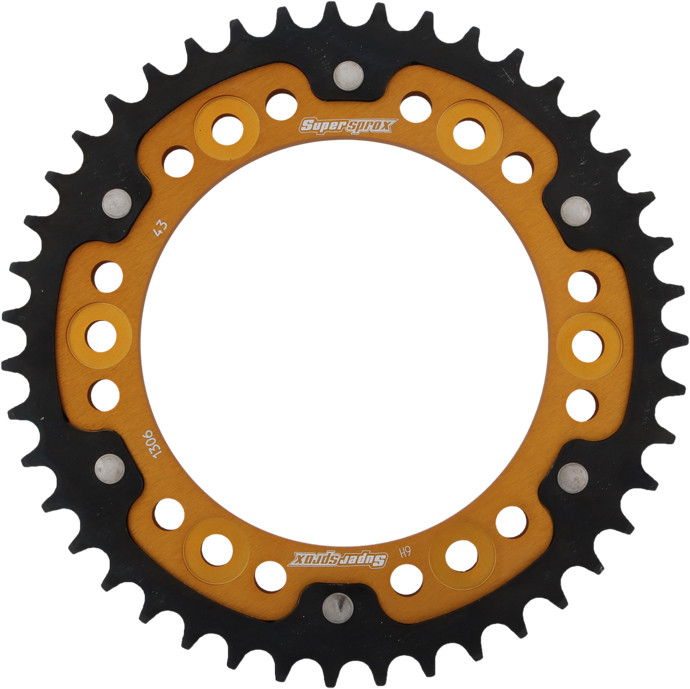 Supersprox Rear Stealth Sprocket Alu/Stl 43T-530 Gld Hon - RST-1306-43-GLD