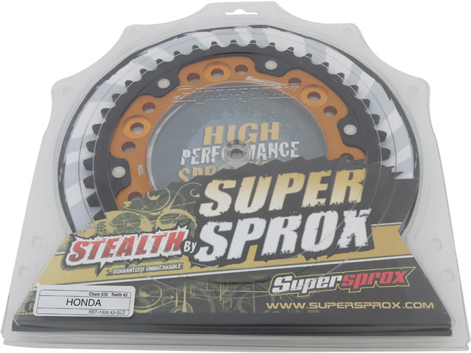 Supersprox Rear Stealth Sprocket Alu/Stl 43T-530 Gld Hon - RST-1306-43-GLD