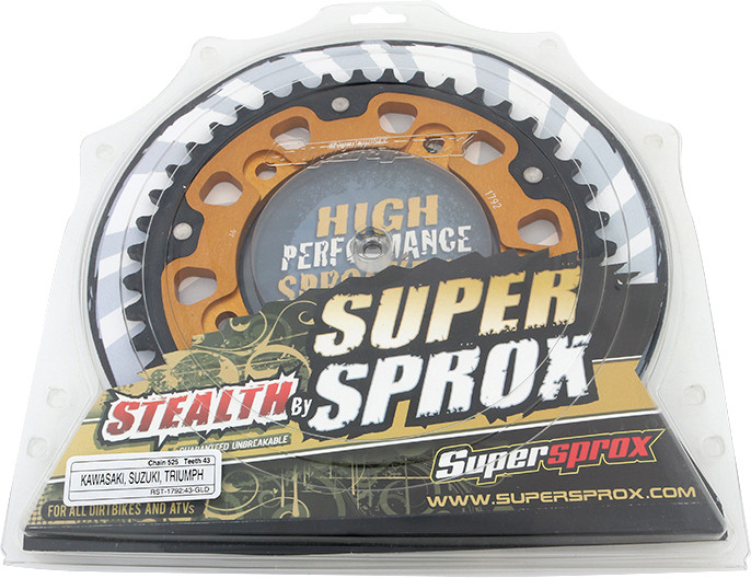 Supersprox Rear Stealth Sprocket Alu/Stl 43T-525 Gld Suz/Tri - RST-1792-43-GLD