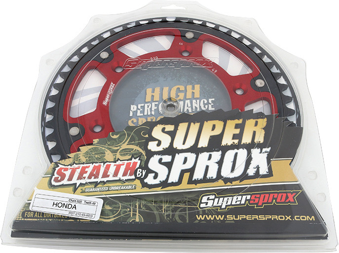 Supersprox Rear Stealth Sprocket Alu/Stl 49T-520 Red Hon - RST-210-49-RED