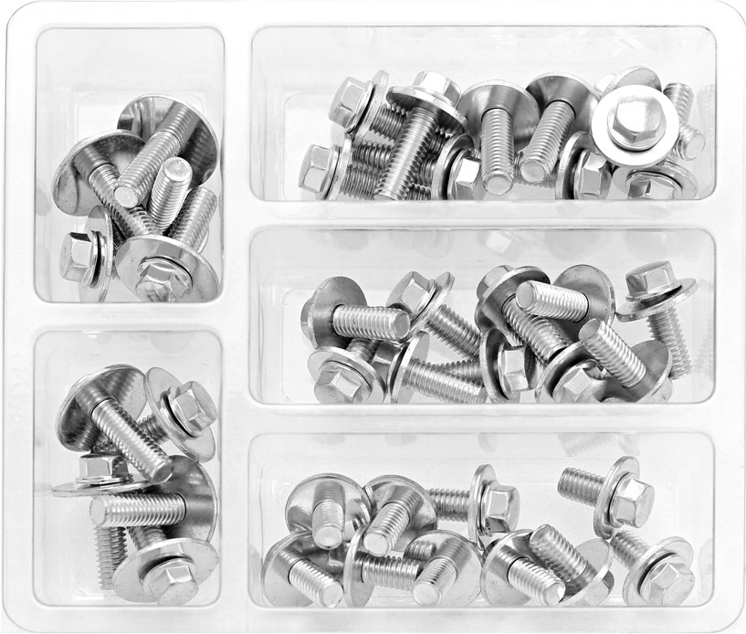Bolt 8Mm Hex Flange Bolt Assortment W/16Mm Washer 40 Piece Kit - SV-M6SEMS