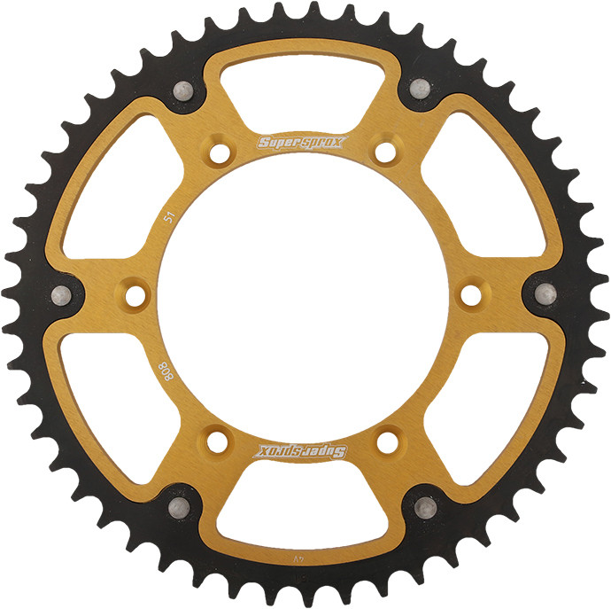 Supersprox Rear Stealth Sprocket Alu/Stl 51T-520 Gld Suz - RST-808-51-GLD