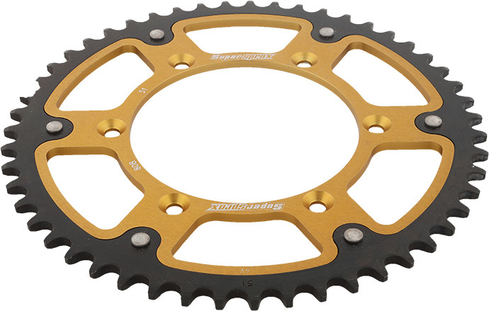 Supersprox Rear Stealth Sprocket Alu/Stl 51T-520 Gld Suz - RST-808-51-GLD