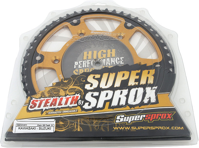 Supersprox Rear Stealth Sprocket Alu/Stl 51T-520 Gld Suz - RST-808-51-GLD