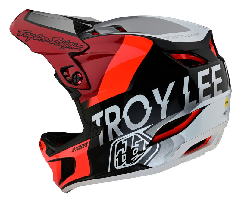 Troy Lee Designs D4 Composite Qualifier Silver Red Helmet - Speed