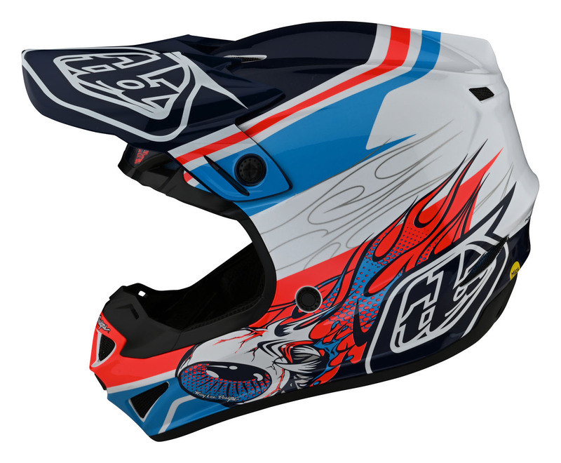Troy Lee Designs Se4 Polyacrylite Skooly Blue Orange Helmet