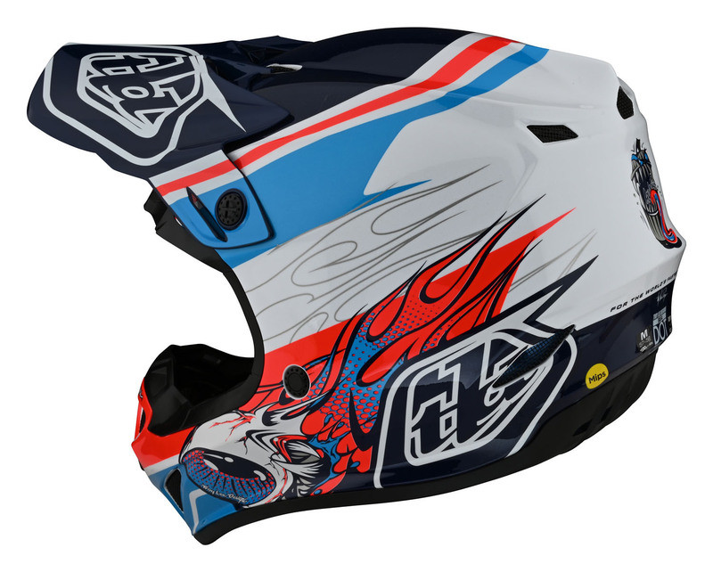 Troy Lee Designs Se4 Polyacrylite Skooly Blue Orange Helmet