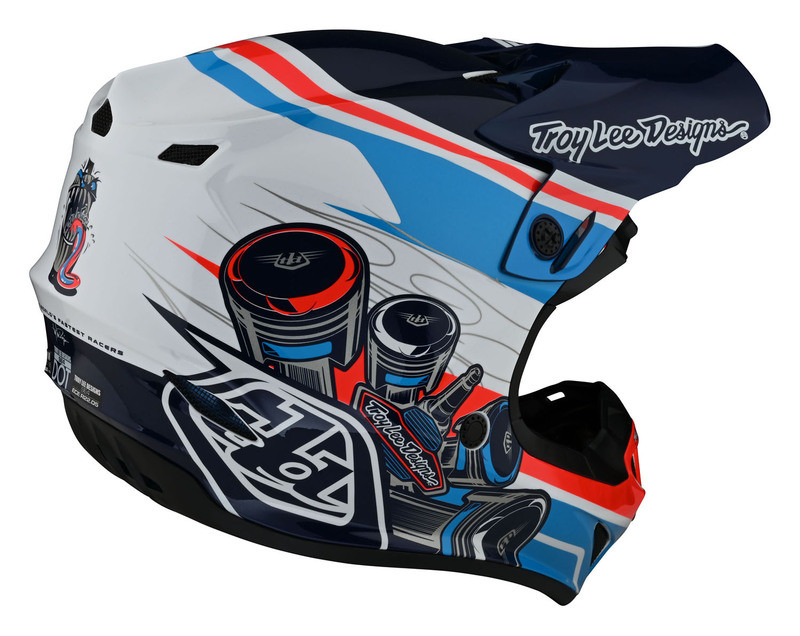 Troy Lee Designs Se4 Polyacrylite Skooly Blue Orange Helmet