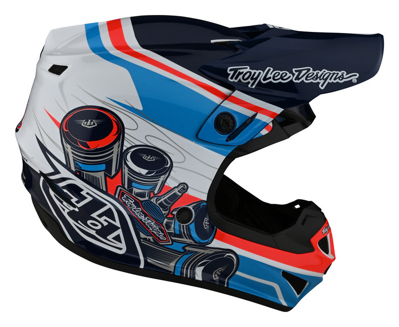 Troy Lee Designs Se4 Polyacrylite Skooly Blue Orange Helmet