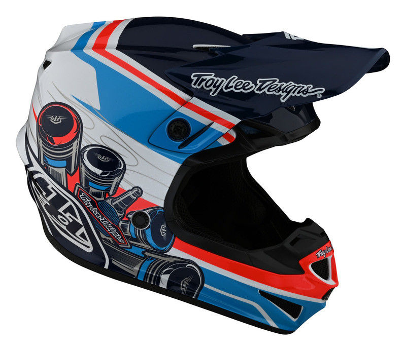 Troy Lee Designs Se4 Polyacrylite Skooly Blue Orange Helmet