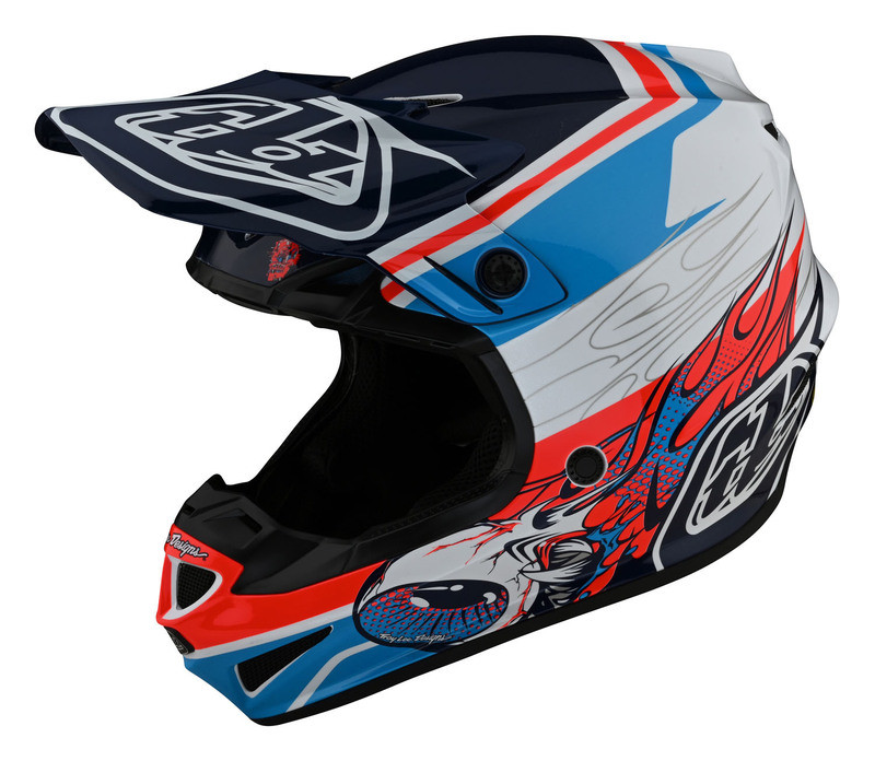Troy Lee Designs Se4 Polyacrylite Skooly Blue Orange Helmet